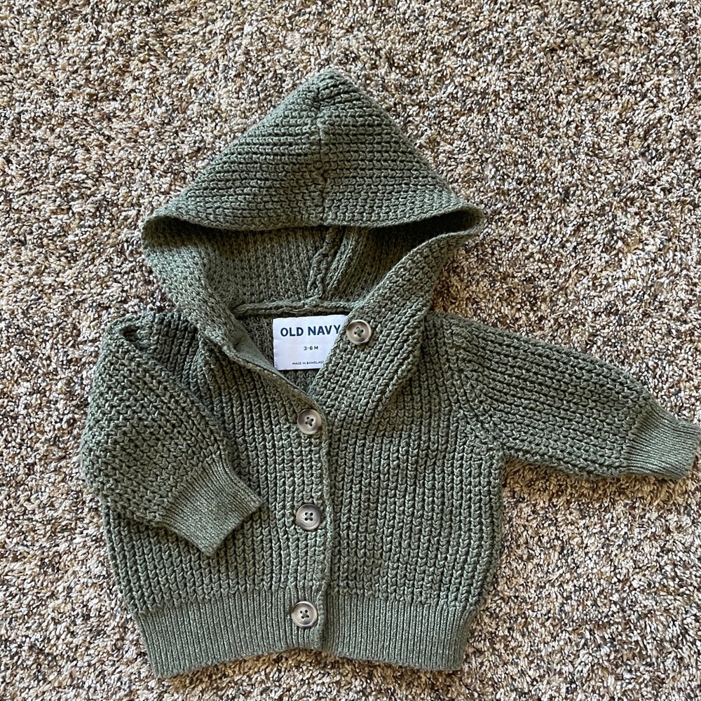 Hooded Button Knit Sweater Old Navy 3-6M